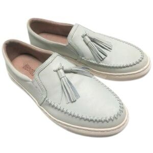 Cougar Women’s "Fresca" White/Blue Leather Tassel Loafers Size 9